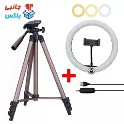 سه پایه WT-3130 همراه رینگ لایت مدل 260 سایز 10 اینچی جانبی باکس