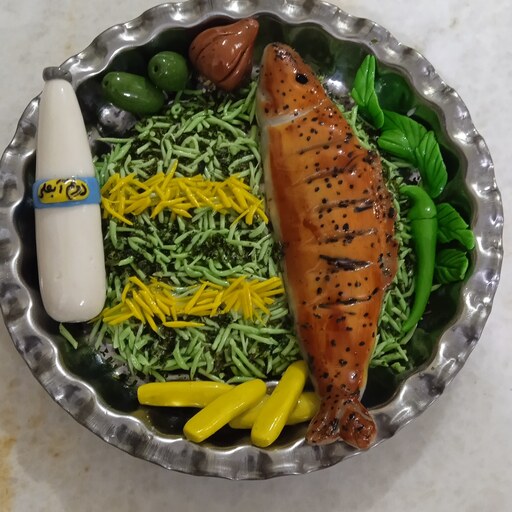 سینی سبزی پلو با ماهی خمیر ایتالیایی دکوری