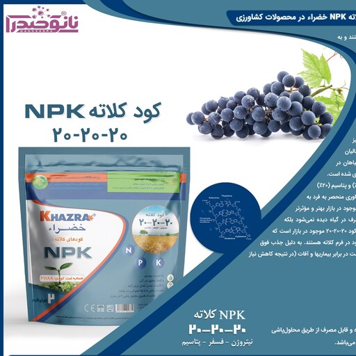 خرید کود کلات سه بیست npk202020 خضرا قیمت مناسب یک کیلویی