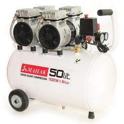 کمپرسور 50 لیتری بیصدا بدون روغن دو موتور محک مجهز به شیر برقی HSU1100-50L