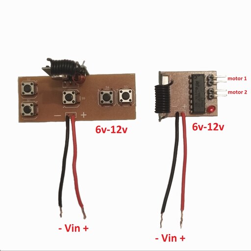 رادیو کنترل و رسیور ماشین کنترلی 5 کاناله  با برد 100 متر  3v-12v-600mA