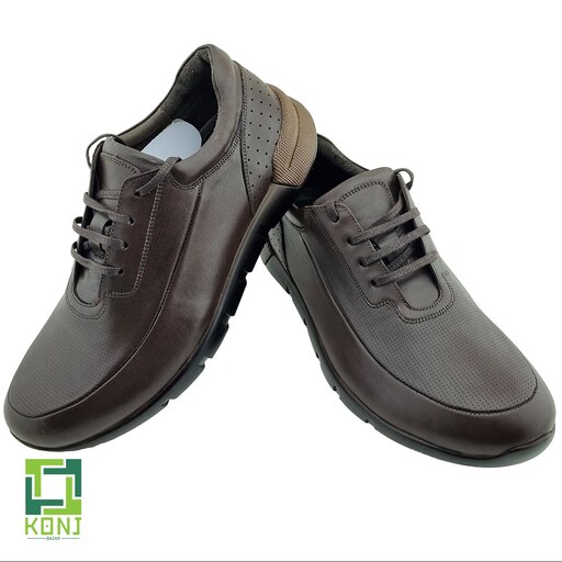 کفش ورزشی چرم مردانه کد KPS-415 رنگ قهوه ای سوخته