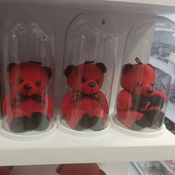 باکس شیشه ای حبابی محتوای داخل خرس هدیه ولنتاین و تولد و روز دختر