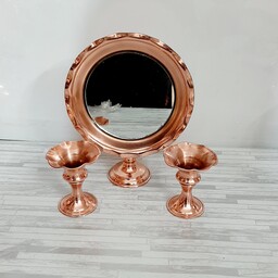 آینه شمعدان نانوشده مسی