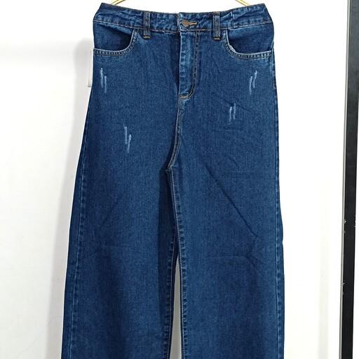 شلوار جین زنانه نیم بگ لی آبی  مجلسی جدید با قیمت مناسب جین زنانه رنگ ثابت بدون آبرفت  دارای سایزبندی تنخور عالی  