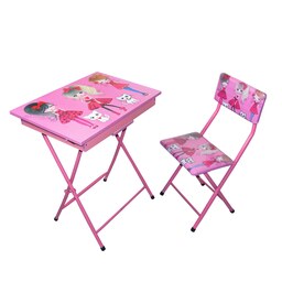 میز تحریر باکسدار با صندلی میزیمو طرح دختر چکمه پوش کد  51.1 (مدل پایه رنگی)