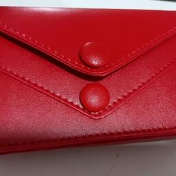 کیف دوشی زنجیری و پاسپورتی چند زیپ ی قرمز رنگ 