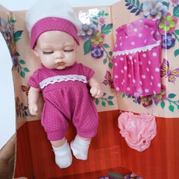 عروسک تمام گوشتی مفصلی جعبه ای بهمراه لباس اضافه عروسک جعبه ای عروسک نوزاد خواب با کیفیت 