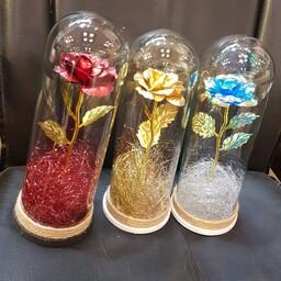 گل رز طلایی،مدل استوانه،پوشالدار،هدیه ،کادو،ولنتاین