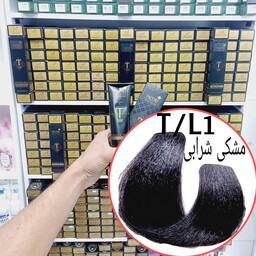 رنگ مو برندتاکوری مشکی شرابی(T.L1) حجم125میل حاوی کراتین و آرگان و شی باتر 