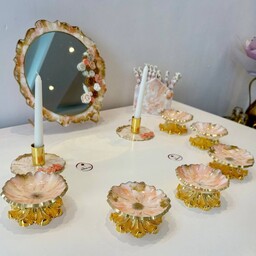 هفت سین رزینی با آینه شمعدان طلایی