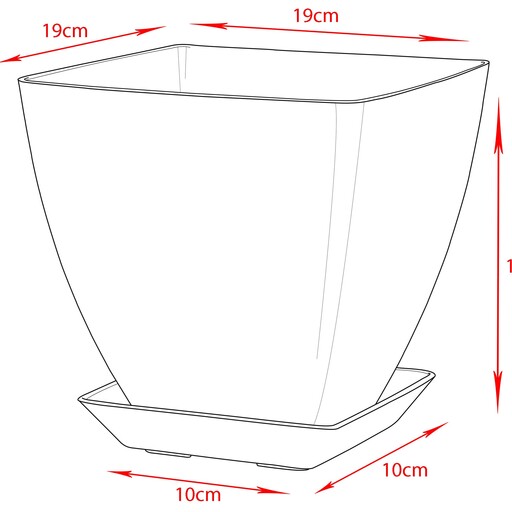 گلدان پلاستیکی مربع متوسط کد 020 برند گل آذین 