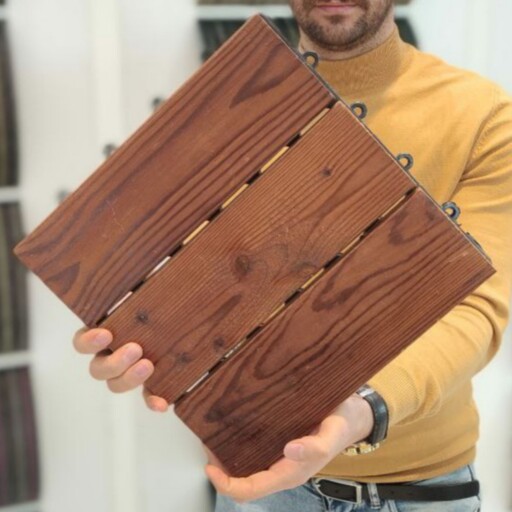 تایل چوب ترموود 19میل (درجه1)ابعاد 30در30 cm سه تکه ای، روغن خورده،کاملآ  ضد آب و قابل حمل و نصب در هر محیط