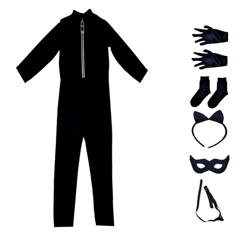 لباس گربه سیاه مجموعه 6 عددی سایز 120 سانتی متری( مناسب برای 9 تا 10 سال )