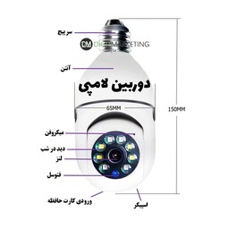 دوربین لامپی چرخشی 360 درجه  با قابلیت چرخش لنز و ذخیره تصاویر بر روی رم 