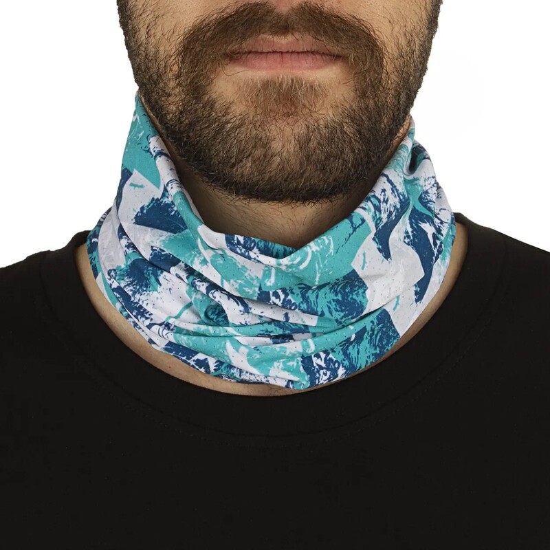 دستمال سر و گردن کوهنوردی اسکارف تابستانی طرحدار سوزنی HEADGEAR مدل POWER X-BRS ( سبز - سفید )