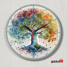 ساعت دیواری زیبای مدل درخت آبرنگ مان لیزر