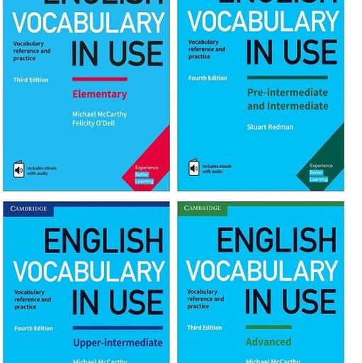 پک چهار جلدی انگلیش وکبیولری این یوز سایز وزیری با سی دی آموزشی Vocabulary in Use 