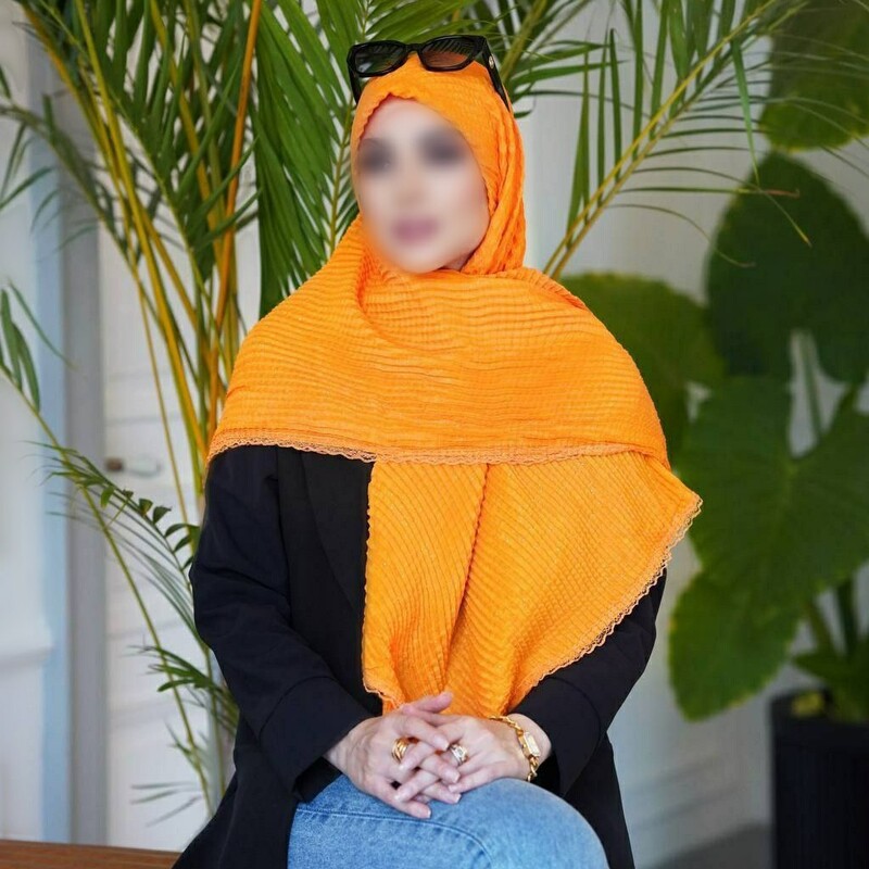 روسری نخی زنانه پلیسه گیپور دار