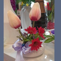 گل مصنوعی خارجی با گلدان سرامیکی 
