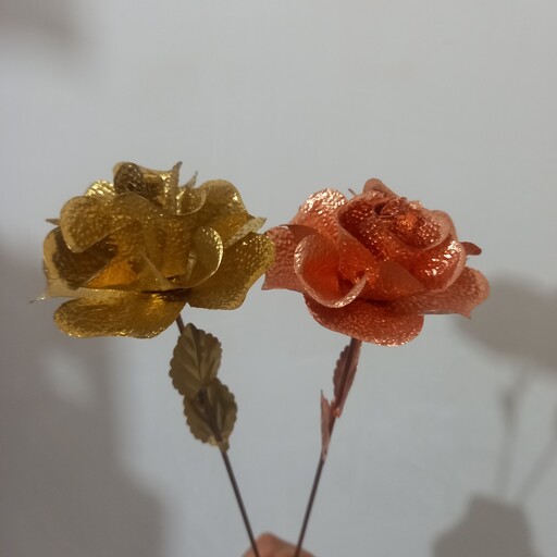 گل رز طلایی برنجی و مسی دکوری و کادویی