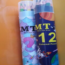 مداد رنگی 12 رنگ استوانه ای KMT