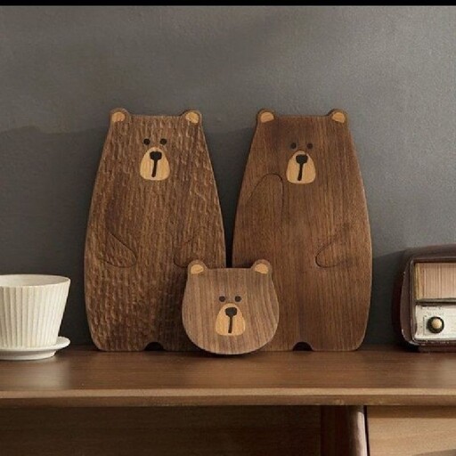تخته سرو چوبی طرح خانواده خرسی سه تایی