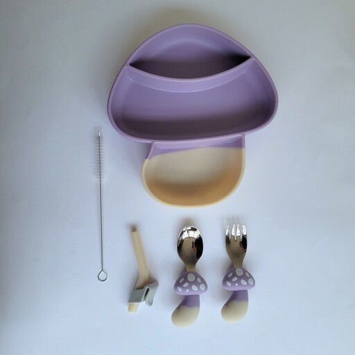 ظرف غذا کودک و نوزاد سیلیکونی 5 تیکه مدل قارچ