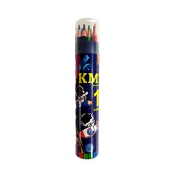 مداد رنگی 12 رنگ سه گوشه کی ام تی KMT وارداتی اعلا قوطی فانتزی استوانه ای - مدادرنگی خارجی