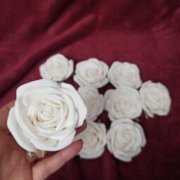 سرگل مصنوعی سفید رز فومی گل تزیینی مناسب دسته گل باکس گل ،بدون ساقه ( پک 10 عددی)