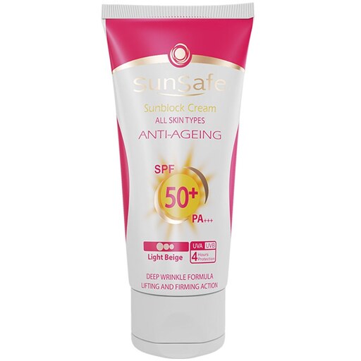 کرم ضدآفتاب و ضد چروک سان سیف (SPF50) بژ روشن