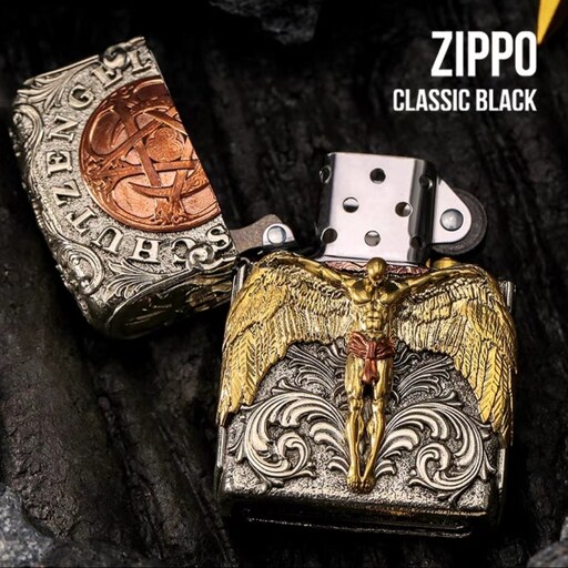 فندک زیپو کاستوم،طرح فرشته محافظ  zippo