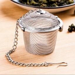 صافی چای زنجیردار استیل قابلمه ای متوسط قفل دار(سایز 2)