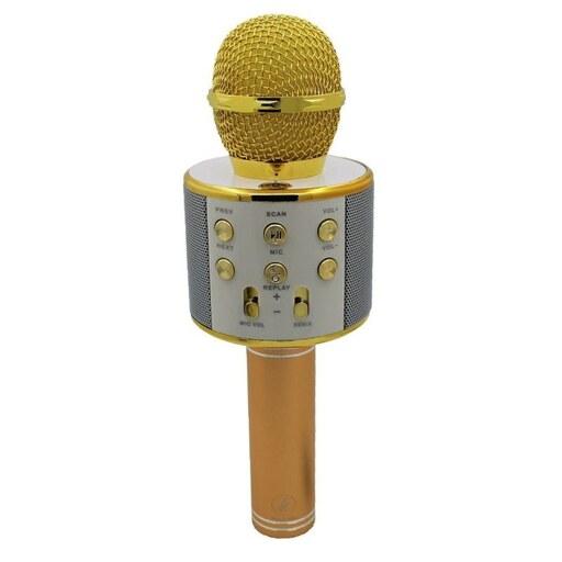میکروفون اسپیکر دار  مدل ws858 رنگ طلایی 