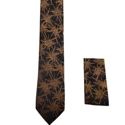 کراوات مردانه طرح دار  میکروفایبر ترک کد 34 همراه با دستمال جیب ارسال رایگان