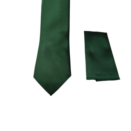کراوات مردانه ریز جودون ترک سبز رنگ همراه با دستمال جیب ارسال رایگان