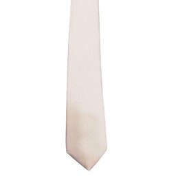 کراوات مردانه ساتن ساده سفید رنگ همراه با اشانتیون دستمال جیب ارسال رایگان