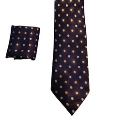 کراوات مردانه طرح دار  ترک کد 48 همراه با دستمال جیب ارسال رایگان