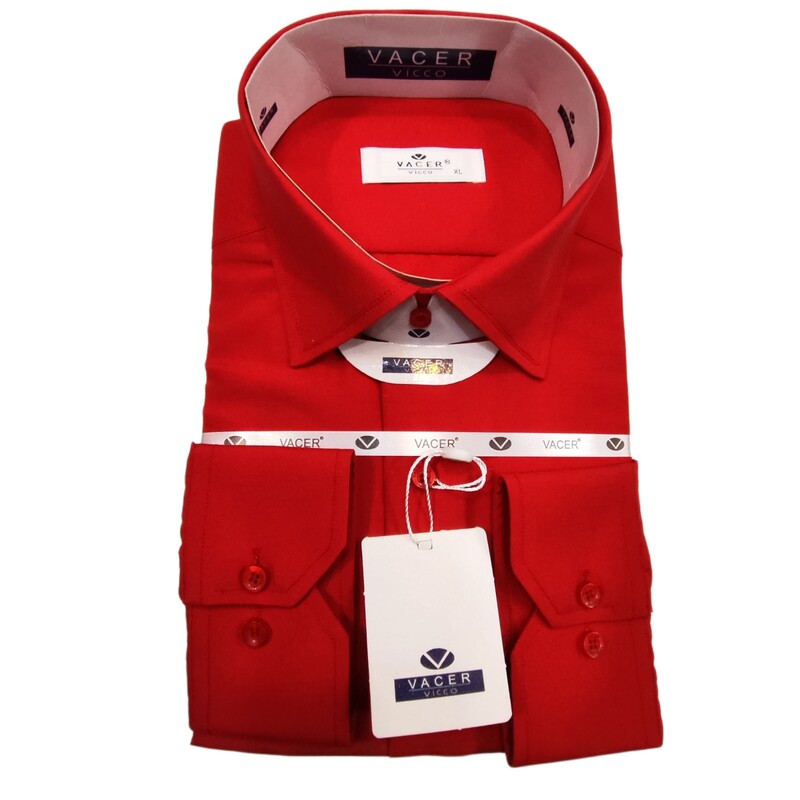 پیراهن مردانه کلاسیک جعبه ای تترون رنگ قرمز سایزبندی کامل ارسال رایگان کد 12