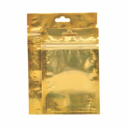 پاکت شفاف طلایی زیپ کیپ دار  بدون کاست