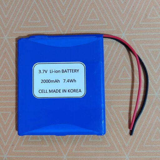 باتری لیتیوم 3.7V 2000mAh دارای برد محافظ (5765)