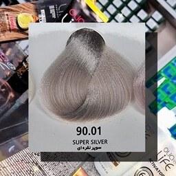 رنگ مو بدون امونیاک و سولفات اولیا لایف سری نقره ای رنگ سوپر نقره ای  شماره 90.01 (فرمولاسیون و مواد ایتالیایی اورجینال)