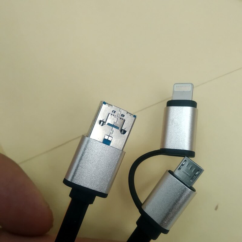 کابل شارژ اندروید میکرو USB  با تبدیل شارژ آیفون IOS ایفون  ا متری