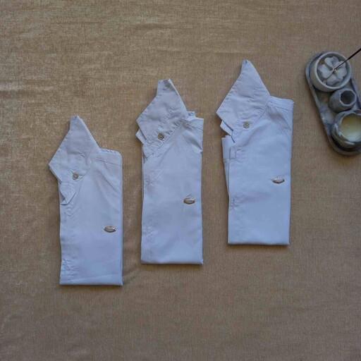 پیراهن پسرانه سفید خارجی سایز 40 تا 65