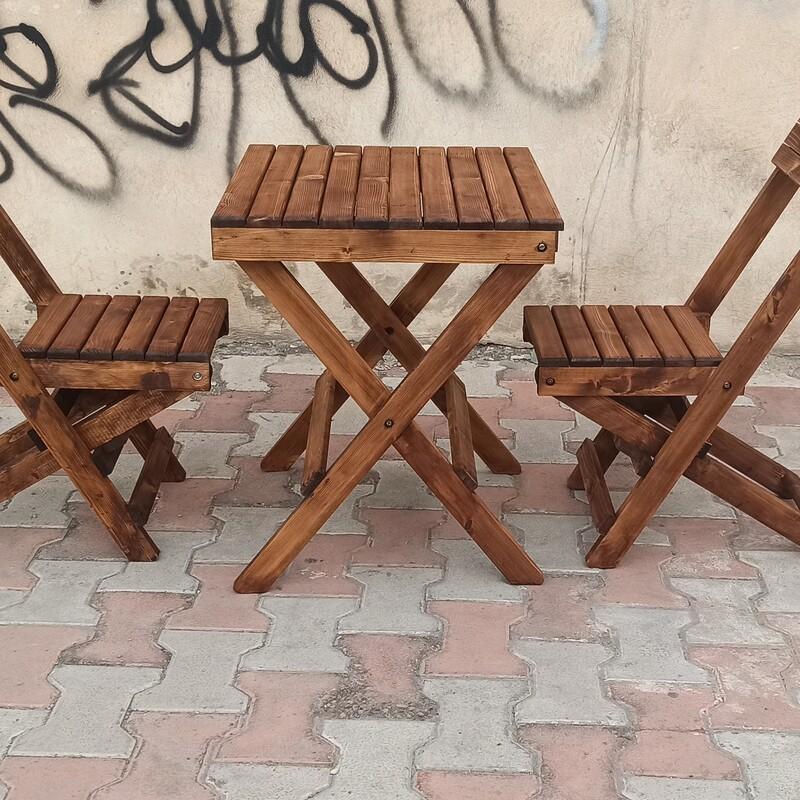میز و صندلی چوبی تاشو دو نفره (ارسال بصورت پس کرایه ) 