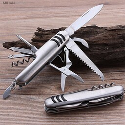 ابزار 11 کاره جیبی شامل چاقو  قیچی  پیچ گوشتی  درب باز کن انبر دستی مدلm 