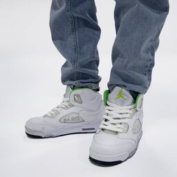 کتونی نایک جردن 5 مردانه سفید و مشکی ساقدار Nike Jordan Five 5 رترو 
