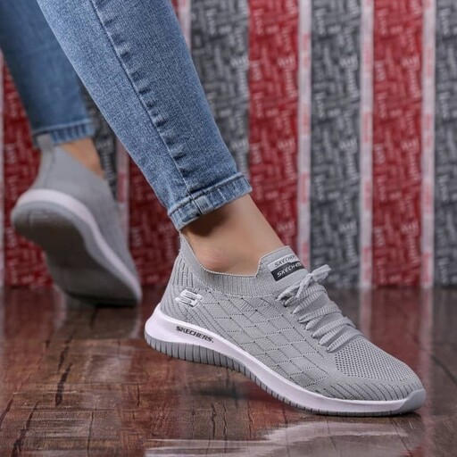 کتونی اسکچرز Skechers طوسی سفید مشکی جورابی راحت گووالک اسپرت مردانه و زنانه و بچه گانه از سایز 27 تا 45 