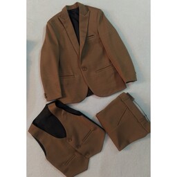 کت شلوار پسرانه رنگ قهوه ای سایز (5 تا 8 مناسب سن تقریبی سن 8  تا 11 سال) کد 3