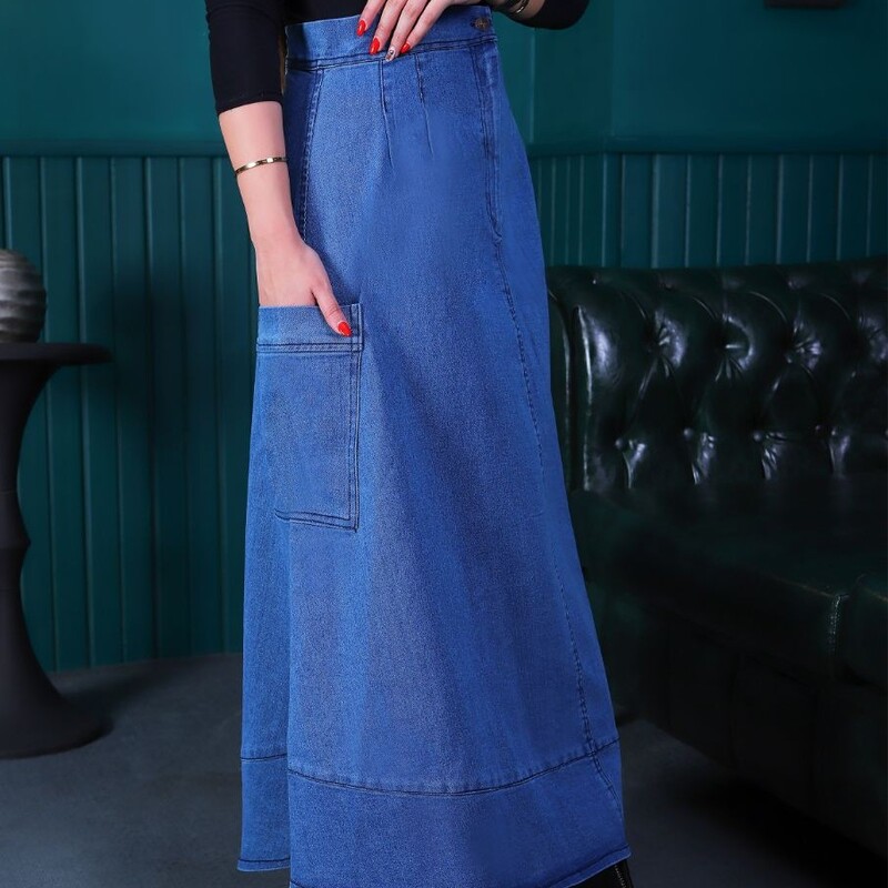 دامن بلند زنانه جین سنگشور شده با آنزیم ارسال رایگان 